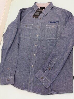 Acura NSX Denim Shirt Mens M Medium Chambray 100% Cotton Button Up Blue Jay Leno